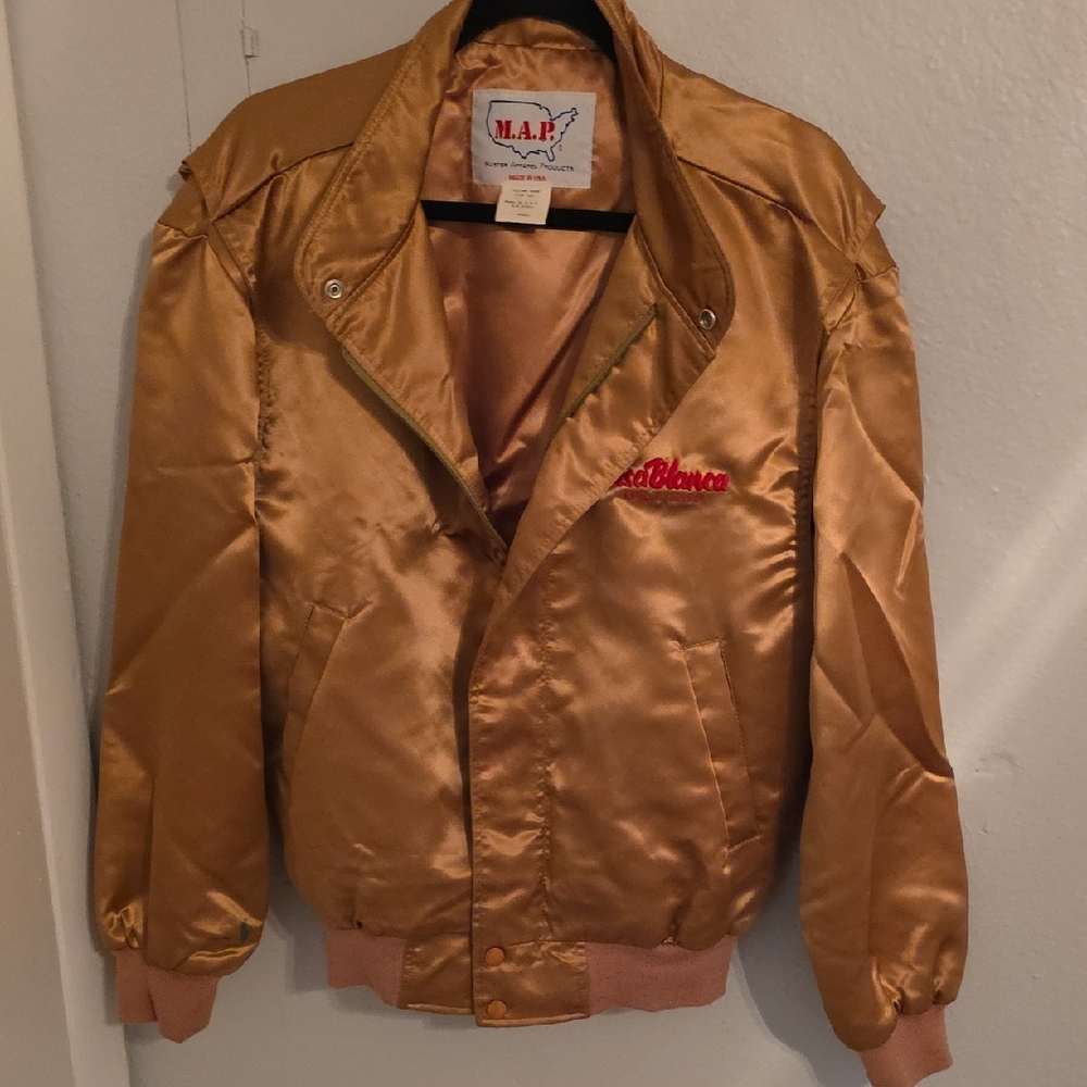 Gold Satin Bomber Jacket - Men's Varsity Style